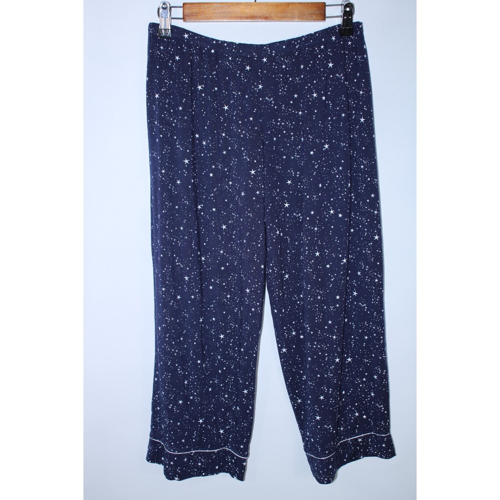 Eberjey Women's Small Navy Blue White Star Print Crop Pajama Pants